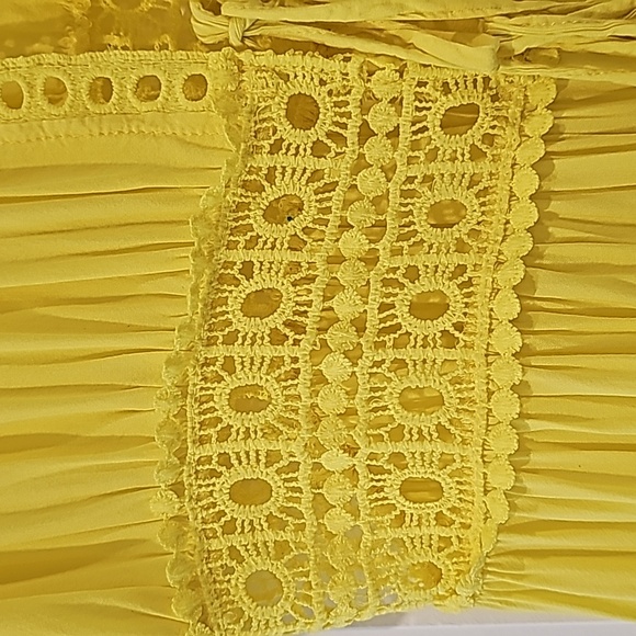Ekouaer double tie lace eyelet bathing suit cover up yellow Size M to L - Picture 3 of 8
